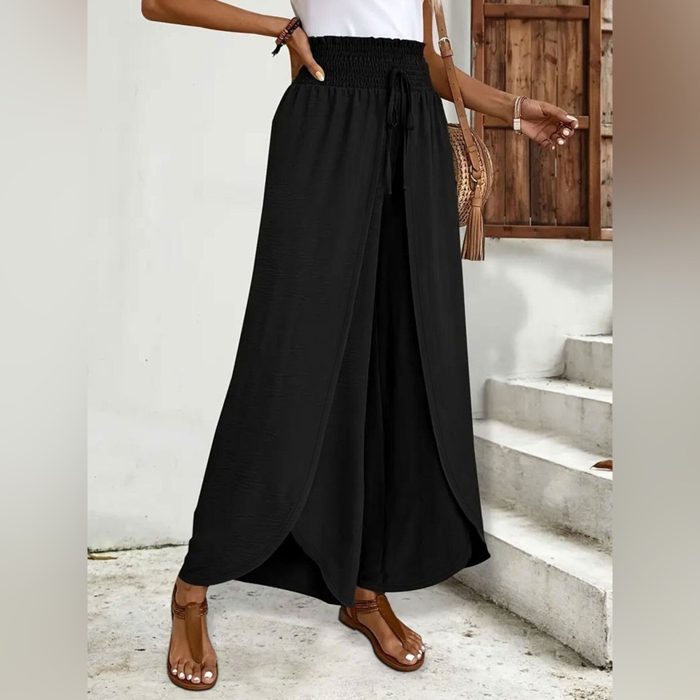 High-Waisted Side Slit Pants - Picture 2 of 4